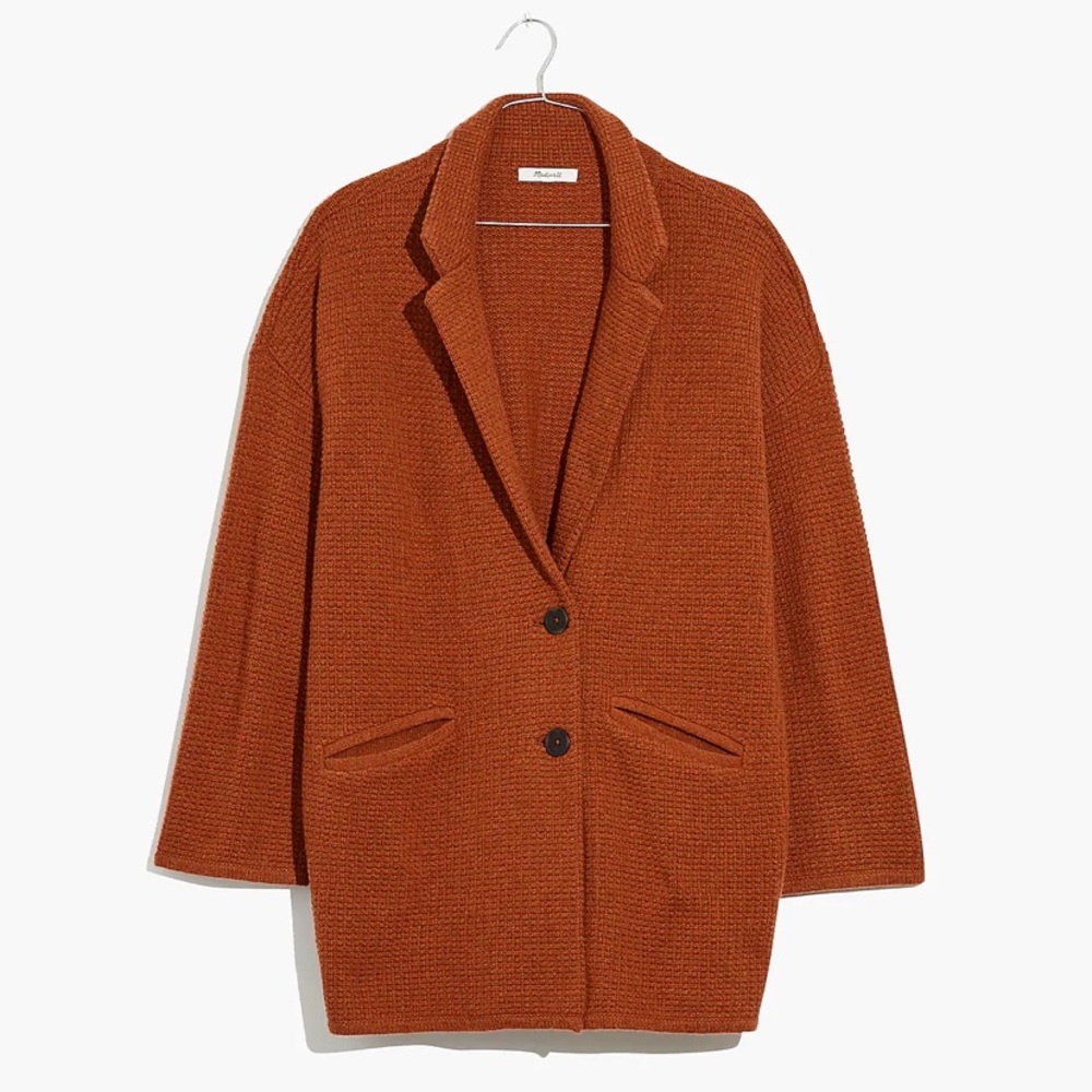 Madewell Burnt Orange Textured Sweater Blazer